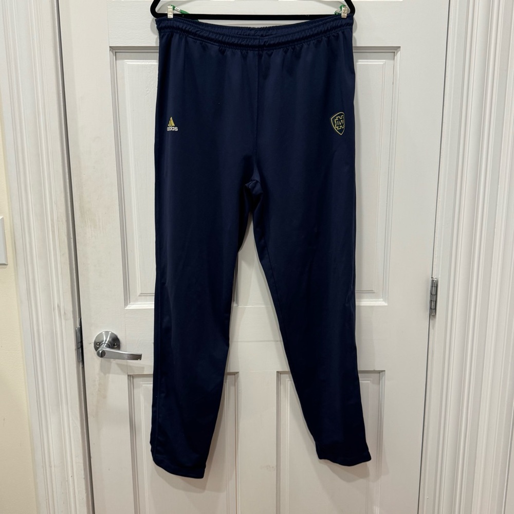Vintage 90s Adidas Notre Dame Fighting Irish Track Pants Navy Blue Gold Men’s XL